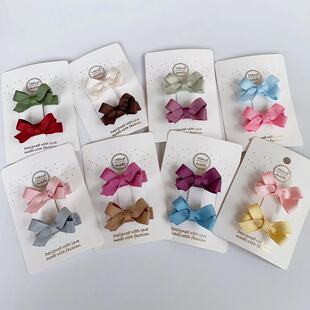 婴儿宝宝蝴蝶结进口丝光带安全发夹刘海夹全包布卡子bow丹麦同款