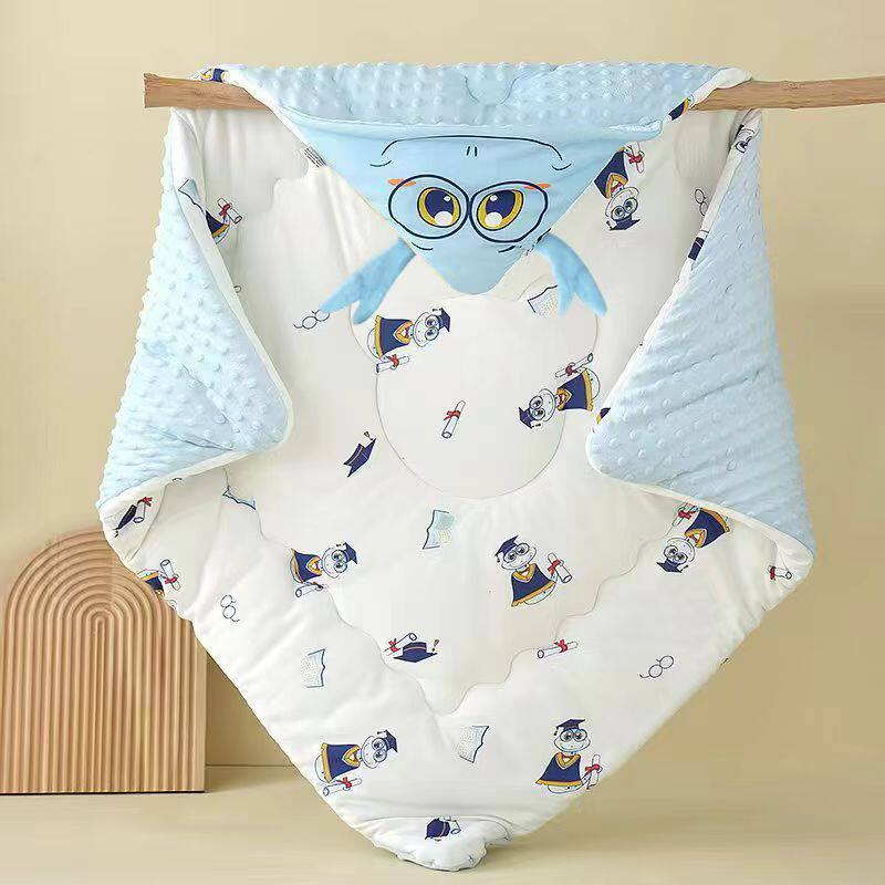 拉链款豆豆包被可脱胆新生儿抱被毯婴儿纯棉柔软卡通外出服防惊跳