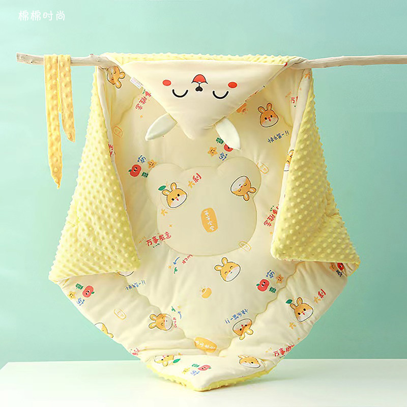 婴儿抱被豆豆绒盖毯秋冬款产房新生儿纯棉宝宝包单加厚款襁褓抱毯