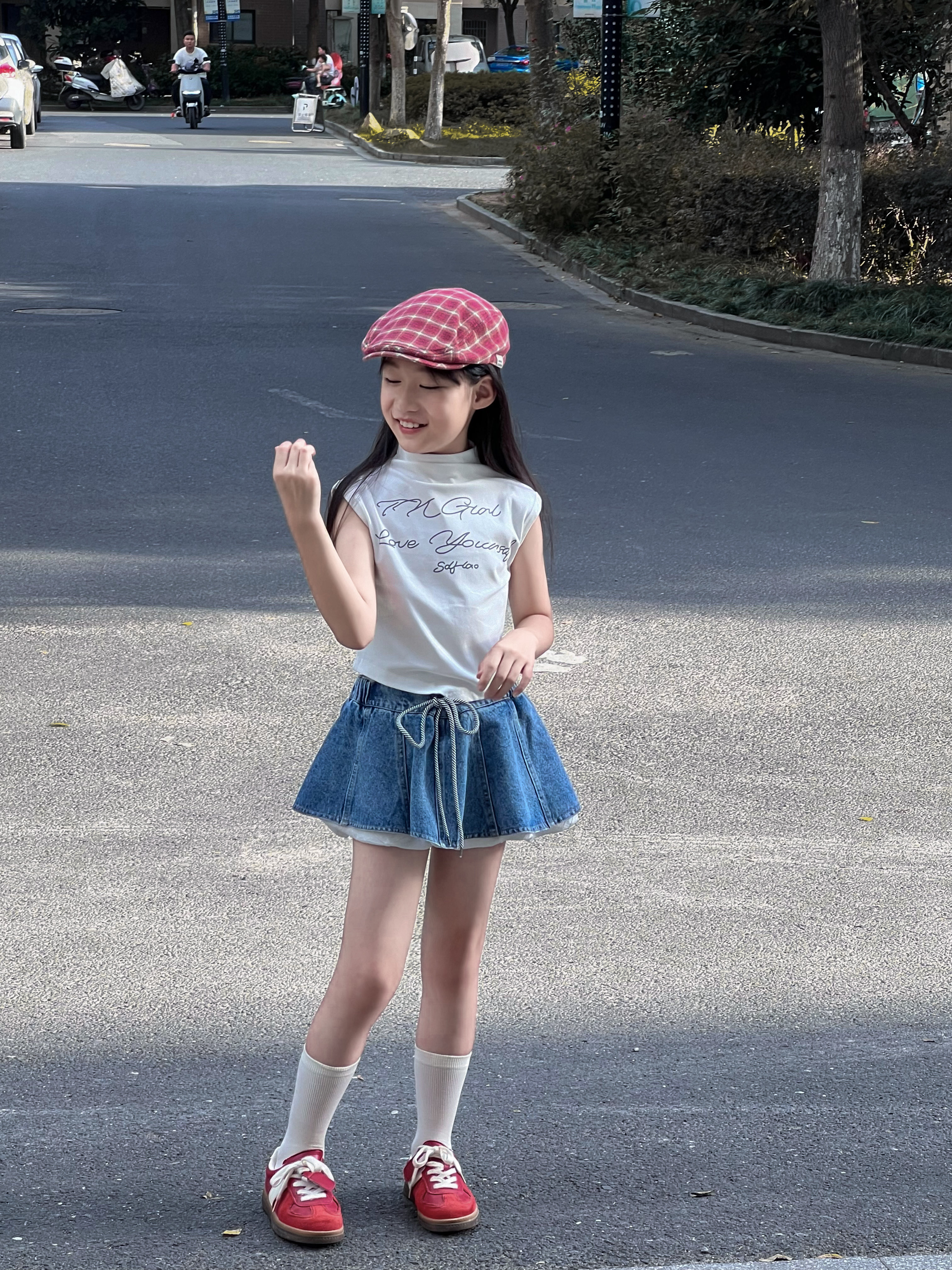 吉小可2025夏季新款女童吊带背心中大童牛仔裙套装女宝宝两件套