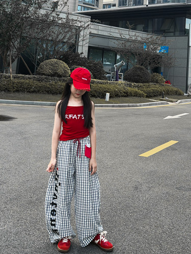 吉小可2026夏季新款儿童垂感阔腿裤女童修身吊带休闲套装