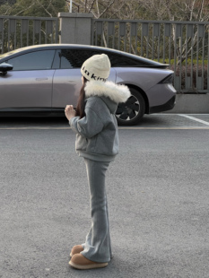 吉小可2025冬季儿童加厚连帽修身卫衣外套冬季男女童运动拉链夹克