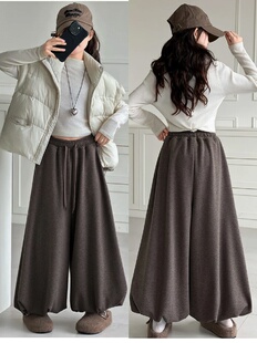 吉小可冬季新款儿童加厚保暖阔腿裙裤女童韩版宽松慵懒风休闲裤