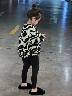 清仓不退不换吉小可女童卫衣冬季儿童羊羔毛提花加绒加厚毛毛衣