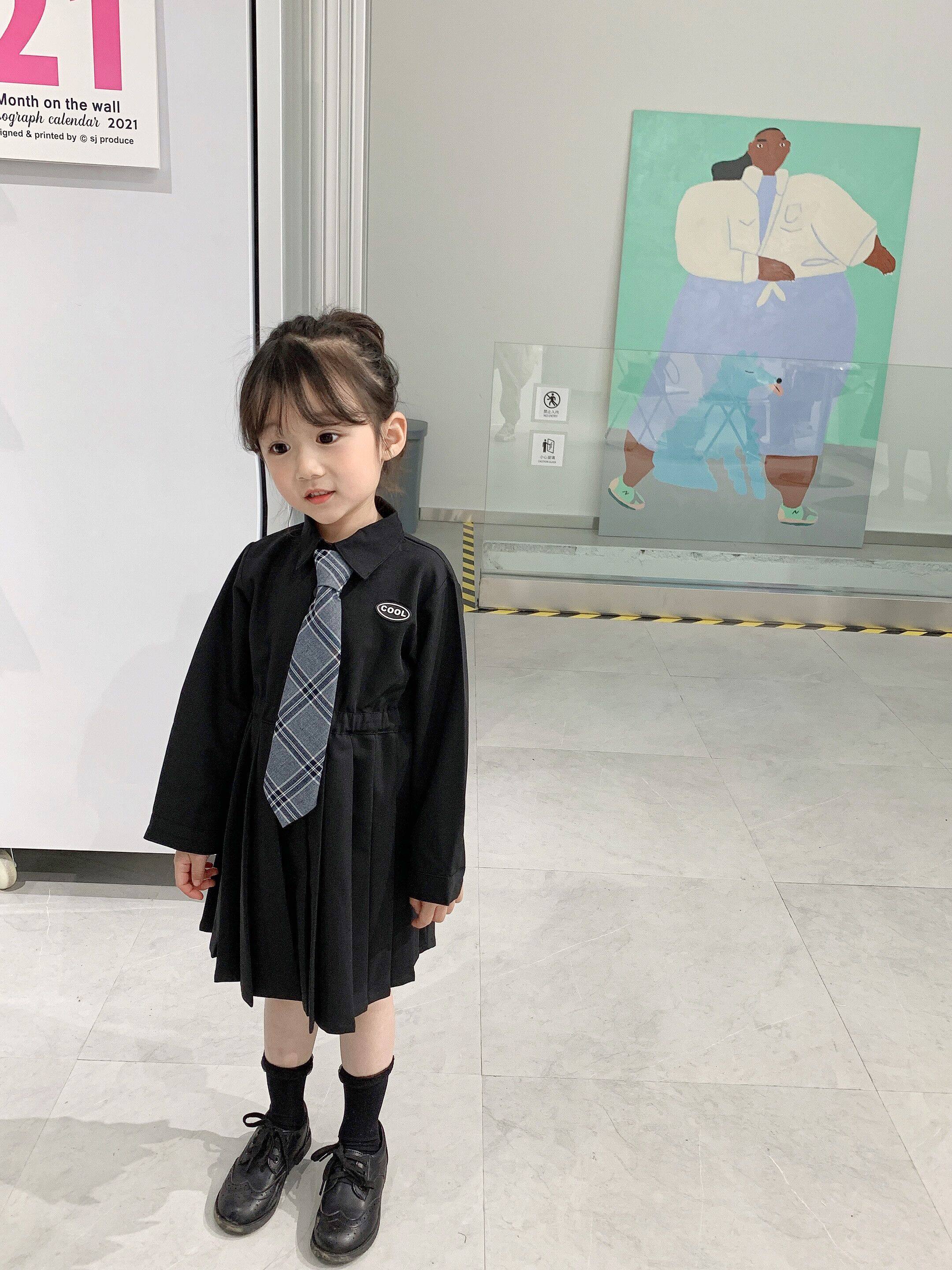 清仓吉小可女童连衣裙女孩帅气领带衬衫公主裙韩版学院风裙子