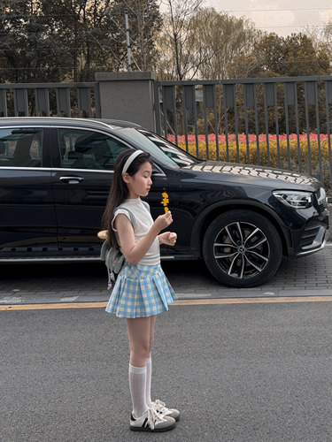 吉小可2026春夏新款女童百搭裙裤中大童甜美蛋糕裙儿童半身裙套装