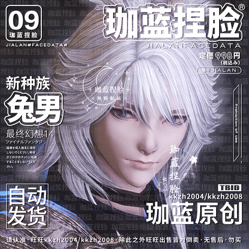【珈蓝】最终幻想14 ff14捏脸数据 维拉族兔子族兔男白兔3号 汤河