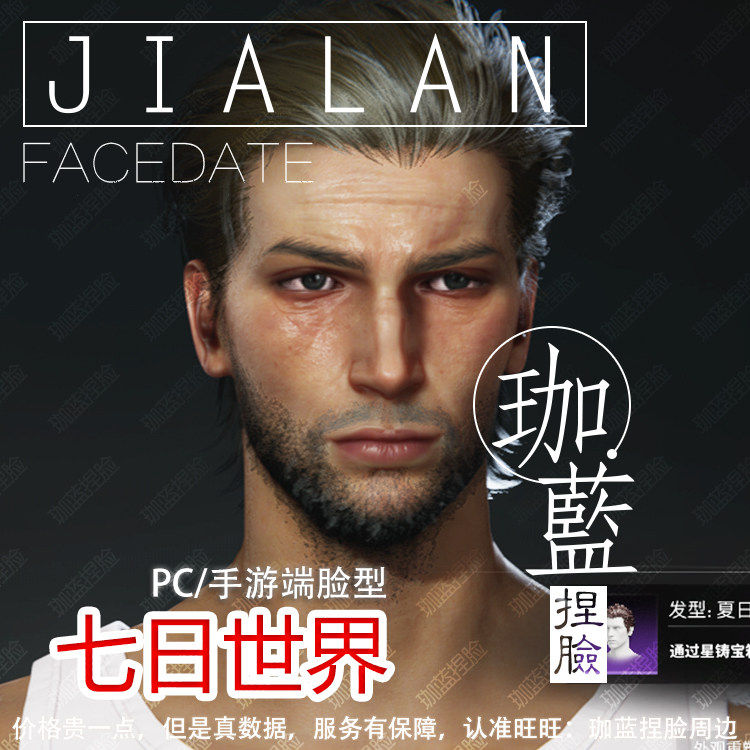 【珈蓝】七日世界捏脸 成男脸型数据 手游PC端通用 国际服 强尼图片