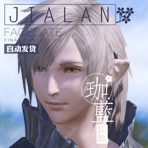 【珈蓝】最终幻想14 ff14捏脸数据脸型 精灵族男精 黑影异瞳 南莫