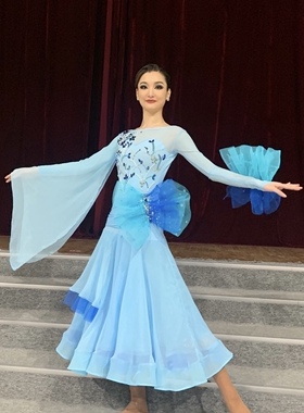 newdance 新世纪舞服 摩登比赛服装 摩登表演裙华尔兹舞服