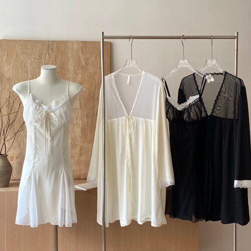 掐腰显瘦！纯欲风冰丝吊带睡裙女