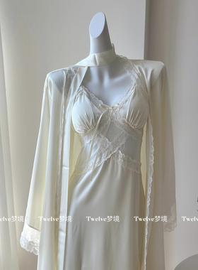 【Twelve】月光舒曼 高级感吊带睡裙女带胸垫春秋性感睡袍两件套