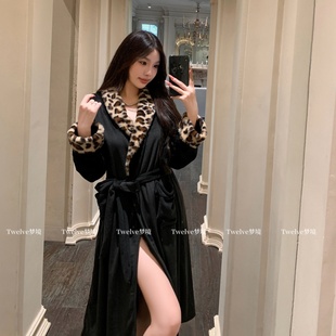 秋冬睡衣女豹纹长款 爱尔兰初 睡袍海岛绒加厚家居服 Twelve