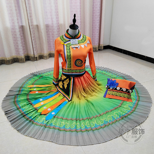 云南彝族舞蹈服装演出服大摆裙阿嬷的故事新款彝女少数民族百褶裙