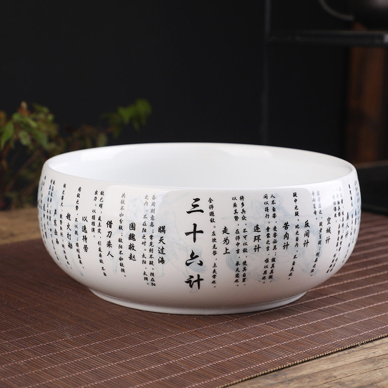 陶瓷装饰烟灰缸大容量 家用客厅中式青花瓷多功能茶渣废水艾灸缸