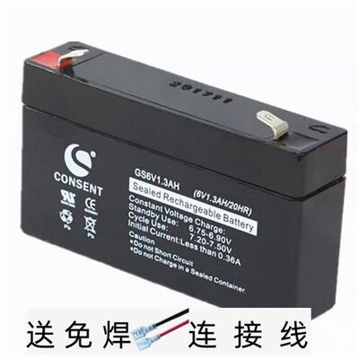 光盛CONSENT蓄电池 GS6V1.3AH/20HR电子称考勤指纹机消防主机电瓶