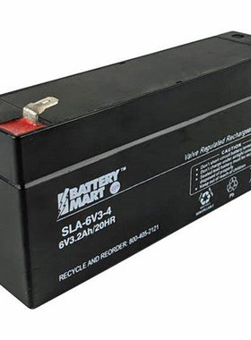 BATTERYMART蓄电池SLA-6V3-4 6V3.2AH/20HR免维护可充电铅酸电池