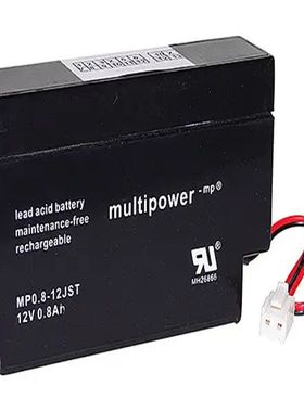 multipower蓄电池MP0.8-12JST 12V0.8AH精密仪器医疗设备电池
