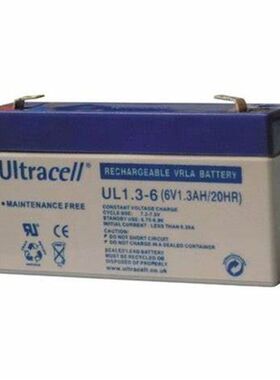 Ultracell蓄电池UL1.3-6 6V1.3AH/20HR免维护可充电蓄电池