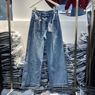 韩氏伊人女裤2026春季新款时尚筒喇裤HS9136宽松显瘦牛仔休闲长裤