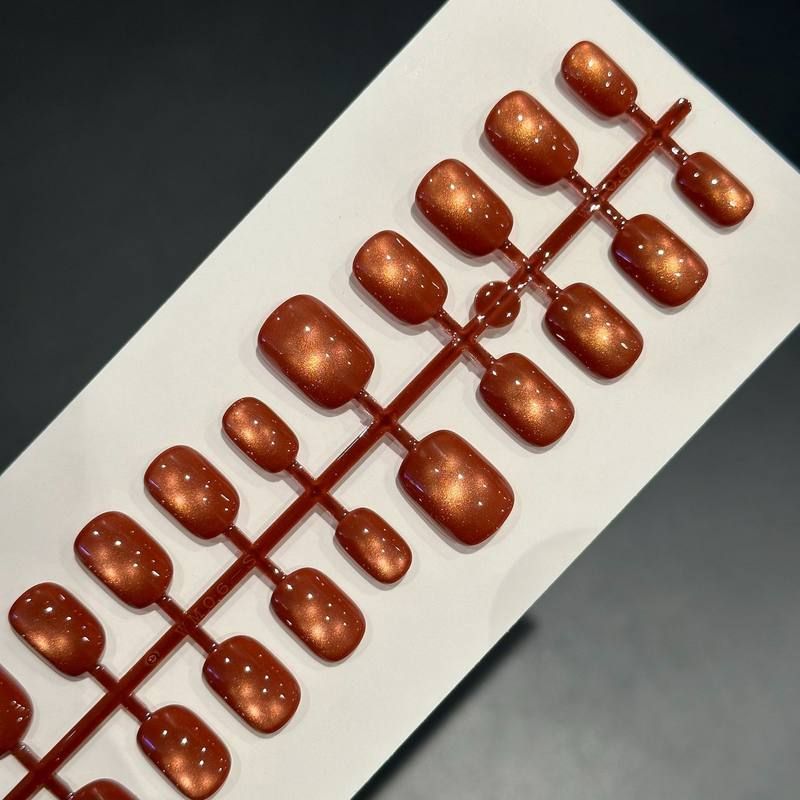 30片穿戴甲秋冬咖色裸甲半成品