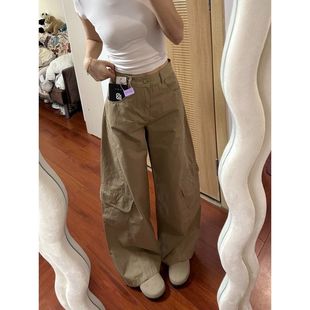 高腰复古休闲弯刀牛仔裤 阔腿裤 女秋季 宽松显瘦百搭工装 子 新款 美式