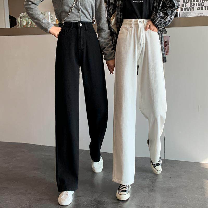 白色牛仔裤女夏季薄款2021年新款裤子显瘦高腰阔腿裤宽松垂感长裤