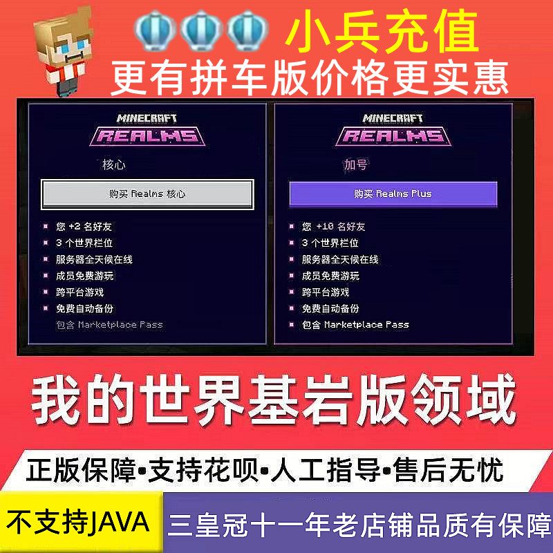 我的世界Minecraft win10/11xbox ios nds安卓realmsplus领域订阅