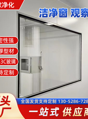 双层中空观察窗无尘车间洁净室实验室成品钢化玻璃固定窗定制
