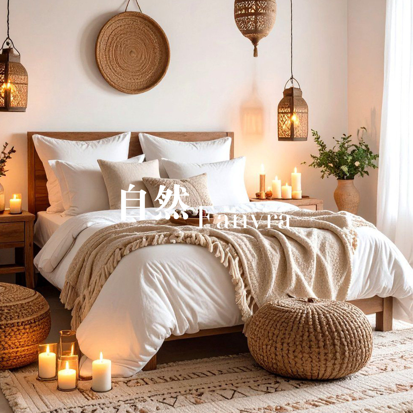 美式自然风实木床双人床原木色