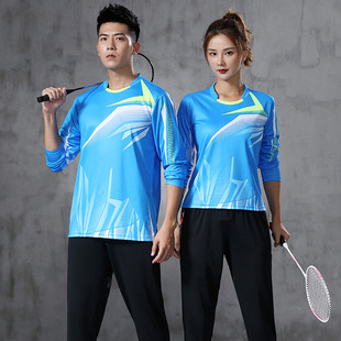 秋冬季新款羽毛球服套装男女情侣款跑步运动速干网球比赛训练球衣