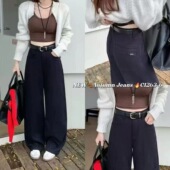 新款 1263 爆款 女弯刀裤 6藏青色显瘦百搭宽松 欧货牛仔裤 2025秋季