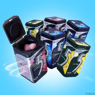 5弹立方无糖口香糖充气糖果40克3口味6瓶口气清新零食薄荷糖