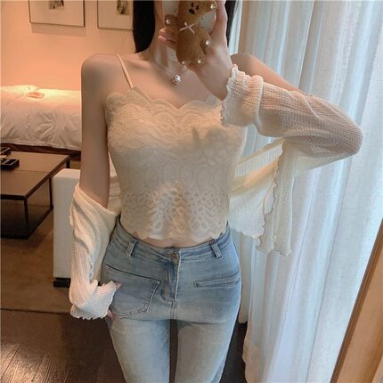 蕾丝夏季新款吊带背心胸垫防走光抹胸胸垫美背性感内衣打底上衣潮