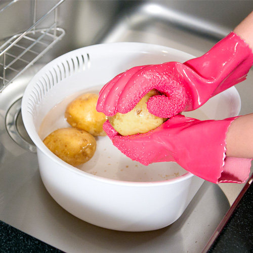 日本进口洗菜手套防水耐用冬季搓皮手套山药去皮神器去鱼鳞神器