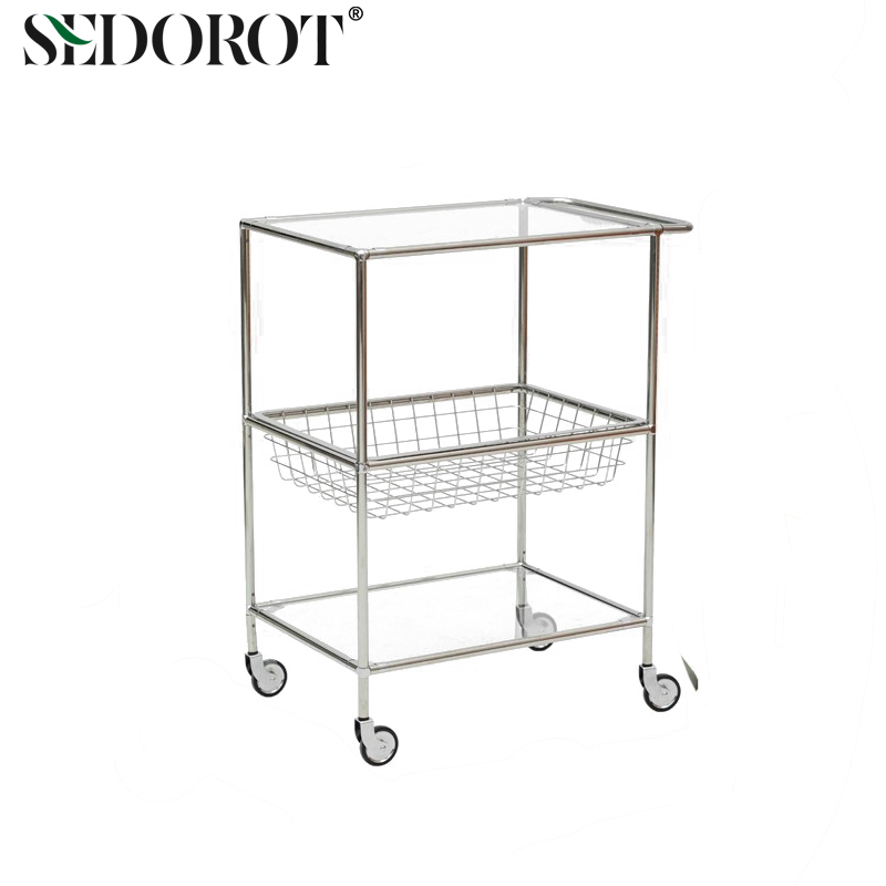 玻璃小推车置物架不锈钢中古边几