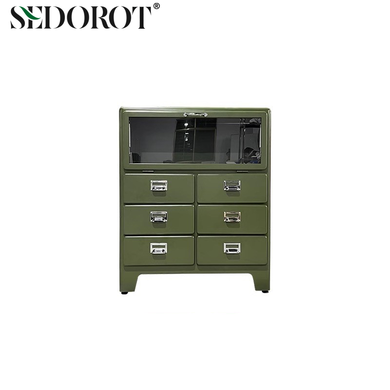 中古风餐边柜复古铁皮柜