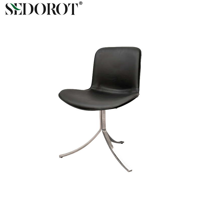 复古轻奢不锈钢油蜡皮餐椅