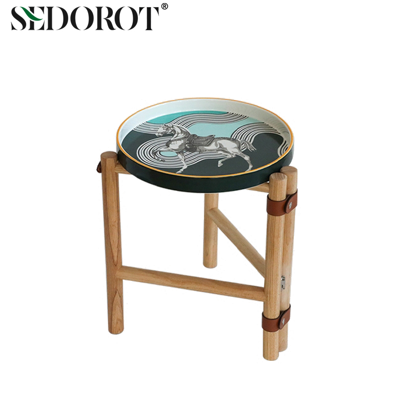 折叠彩瓷实木中古小猪鼻可拆卸