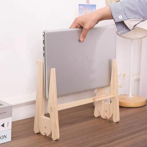 笔记本侧立支架手提电脑木制增高架办公桌收纳架悬空散热立式通用