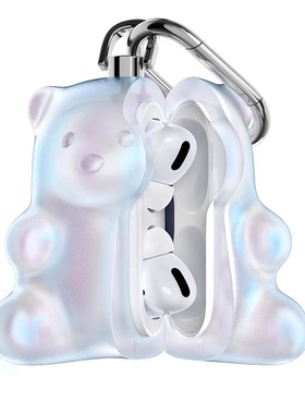 808FC原创卡通小熊Airpodspro2苹果耳机壳硬胶炫彩airpods4代3代保护套适配苹果C口全包防摔壳二代蓝牙新款潮