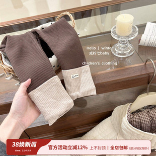【咸柠七】女童打底裤秋冬款洋气宝宝加绒裤子童装冬儿童外穿长裤
