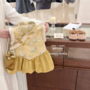 女童背心裙冬周岁礼服小童国风背心裙拜年服 金桂玉蕊 咸柠七