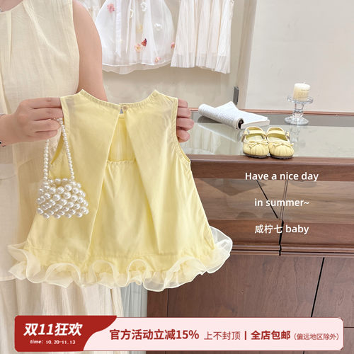 奶黄包韩系女童背心裙