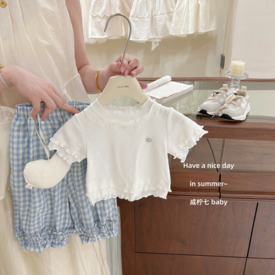 超舒服！自留女童木耳边短袖