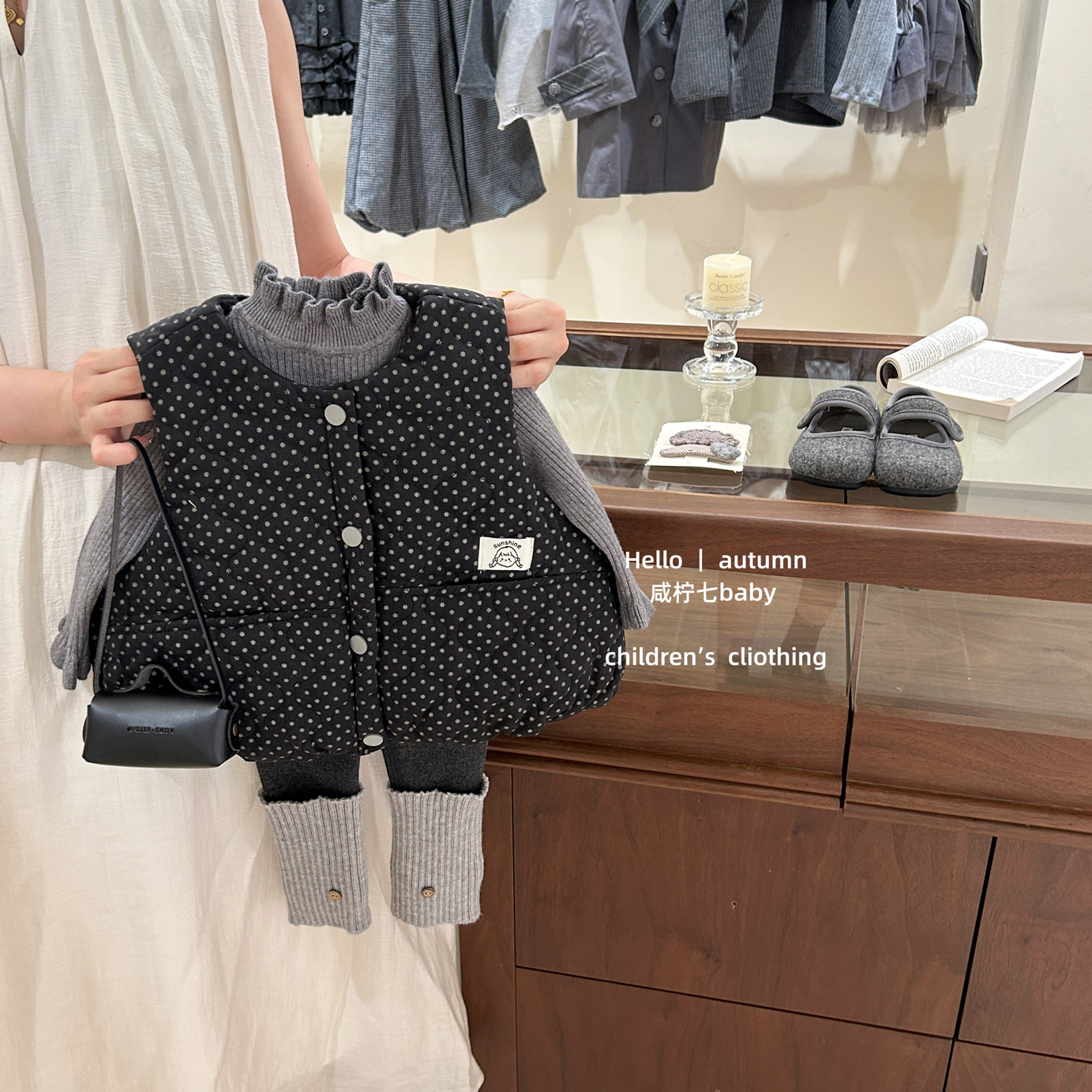 【咸柠七】韩版童装马甲2025秋冬女童洋气夹棉加厚碎花马甲棉背心