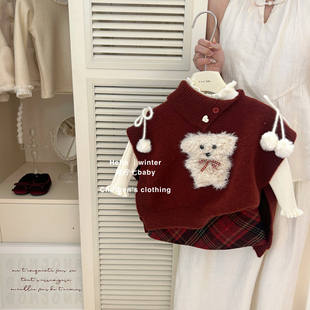 咸柠七秋冬季新年套装圣诞新款氛围针织毛衣斗篷半身裙两件套