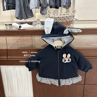 加厚朱迪兔子警官儿童衣服派克服棉衣 女童棉服冬装 咸柠七