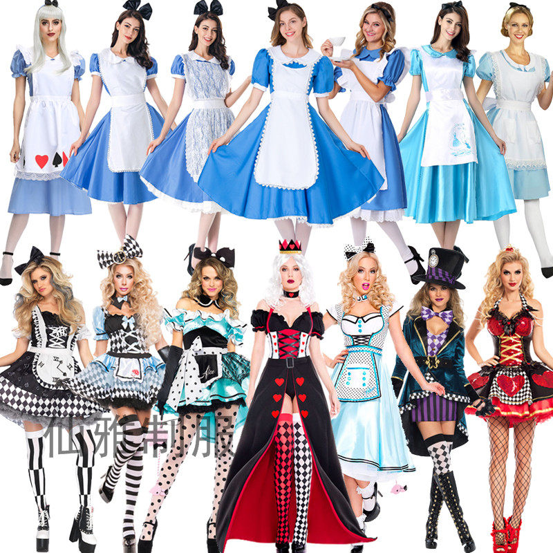 万圣节cosplay服装女成人迪士尼爱丽丝梦游仙境白皇后疯帽子cos服