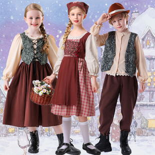 欧洲中世纪贫民穷人卖火柴的小女孩男儿童表演出话剧舞台服装学校